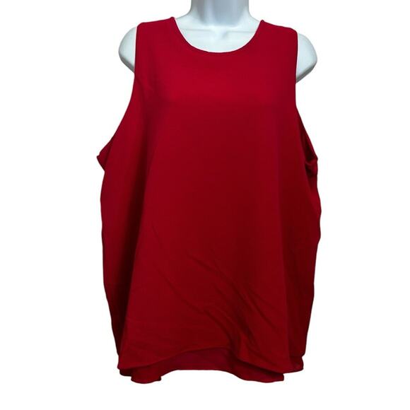 Adrienne Vittadini Red Sleeveless Blouse Sz XL Layered Top Textured Shirt - Picture 2 of 8